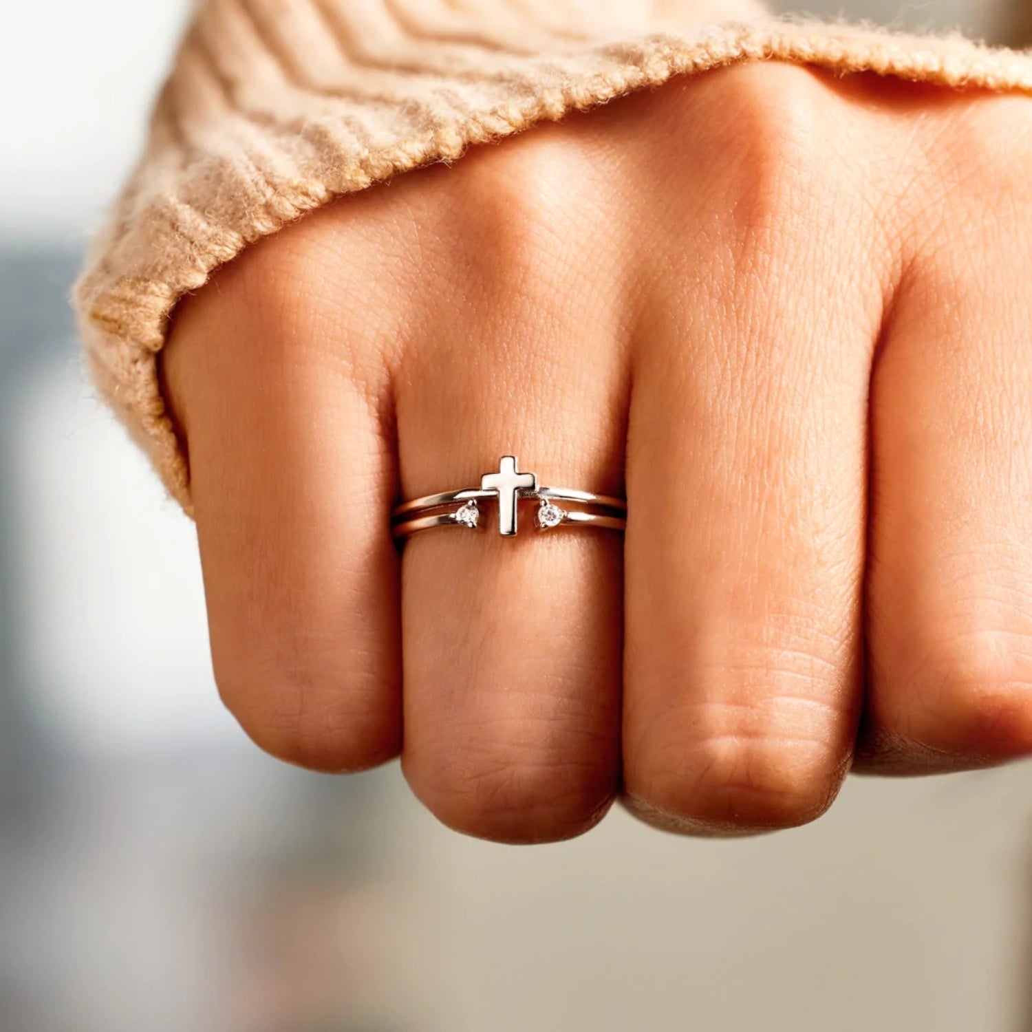 925 Sterling Silver Adjustable Cross Ring – Timeless & Minimalist | MerchLuxx - MerchLuxx