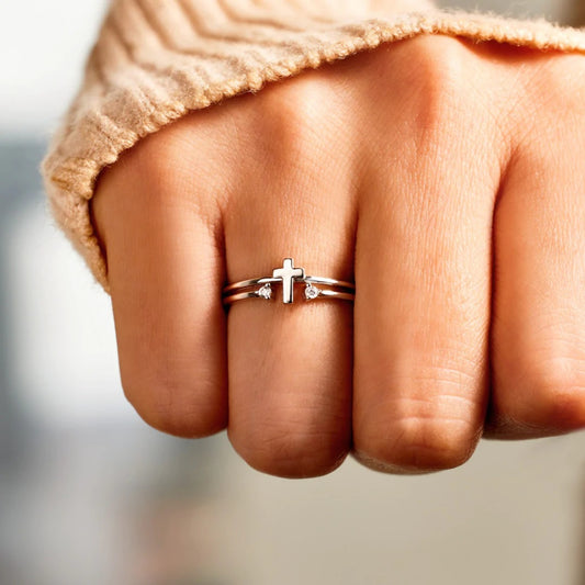 925 Sterling Silver Adjustable Cross Ring – Timeless & Minimalist | MerchLuxx - MerchLuxx