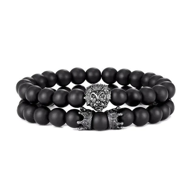 Lion Head & Crown Bracelet Set – Bold Power & Elegance | MerchLuxx - MerchLuxx