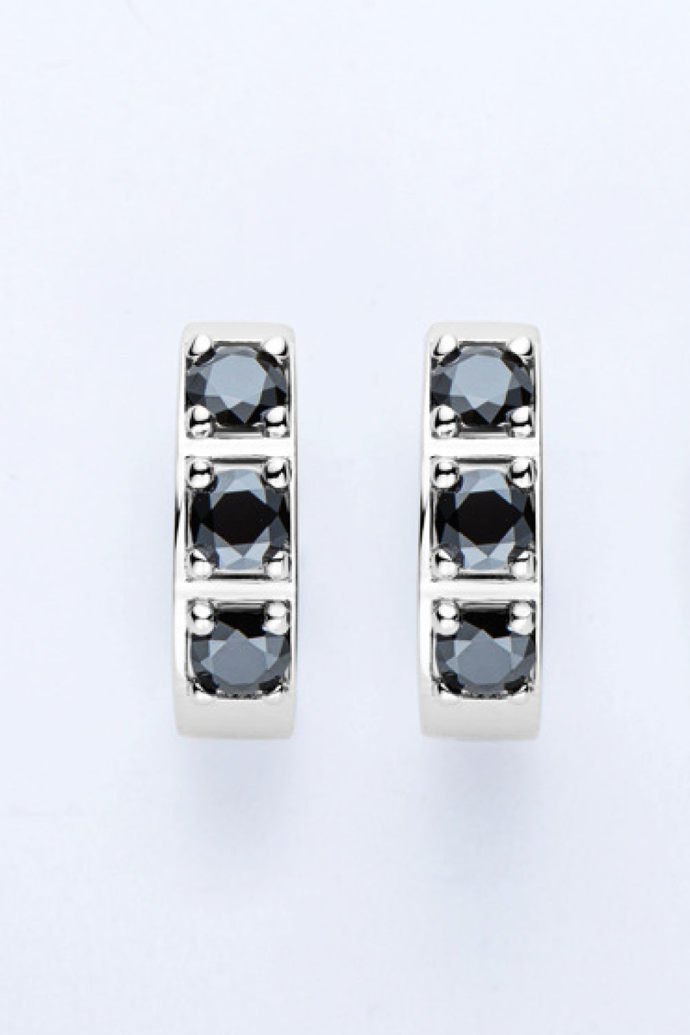 Inlaid Moissanite Huggie Earrings – Platinum-Plated Minimalist Design | MerchLuxx - MerchLuxx