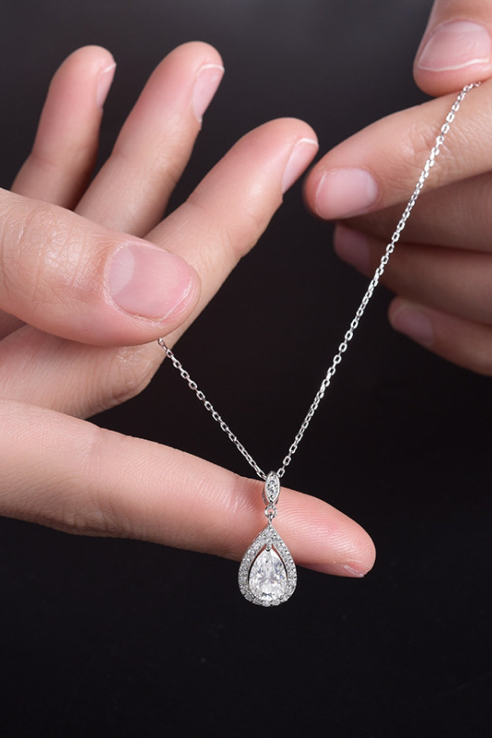 1.5 Carat Moissanite Teardrop Necklace – Elegant & Timeless | MerchLuxx - MerchLuxx
