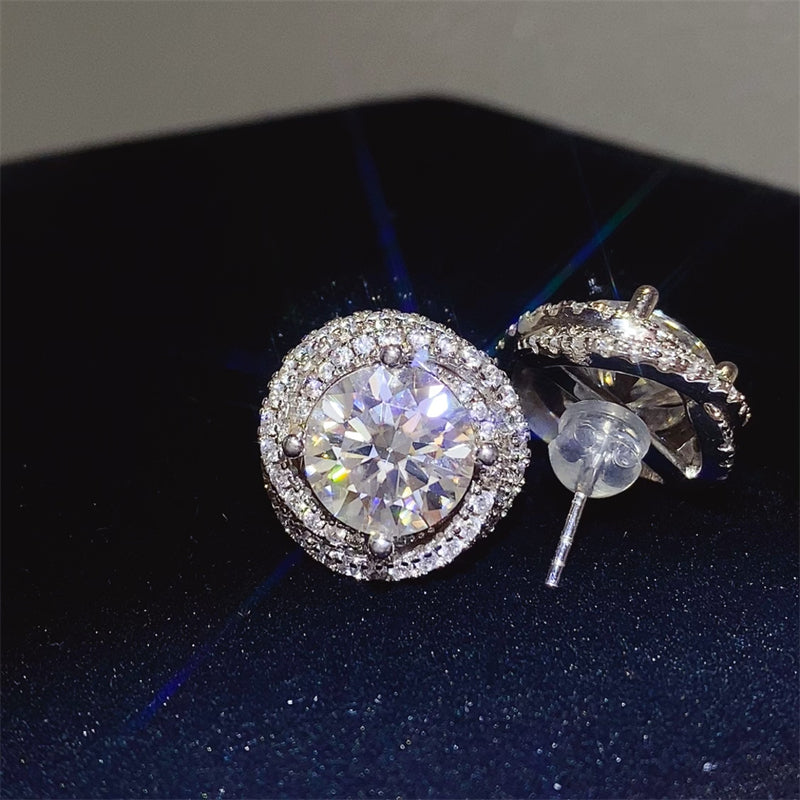 6 Carat Moissanite Sterling Silver Earrings – Brilliant Sparkle | MerchLuxx - MerchLuxx