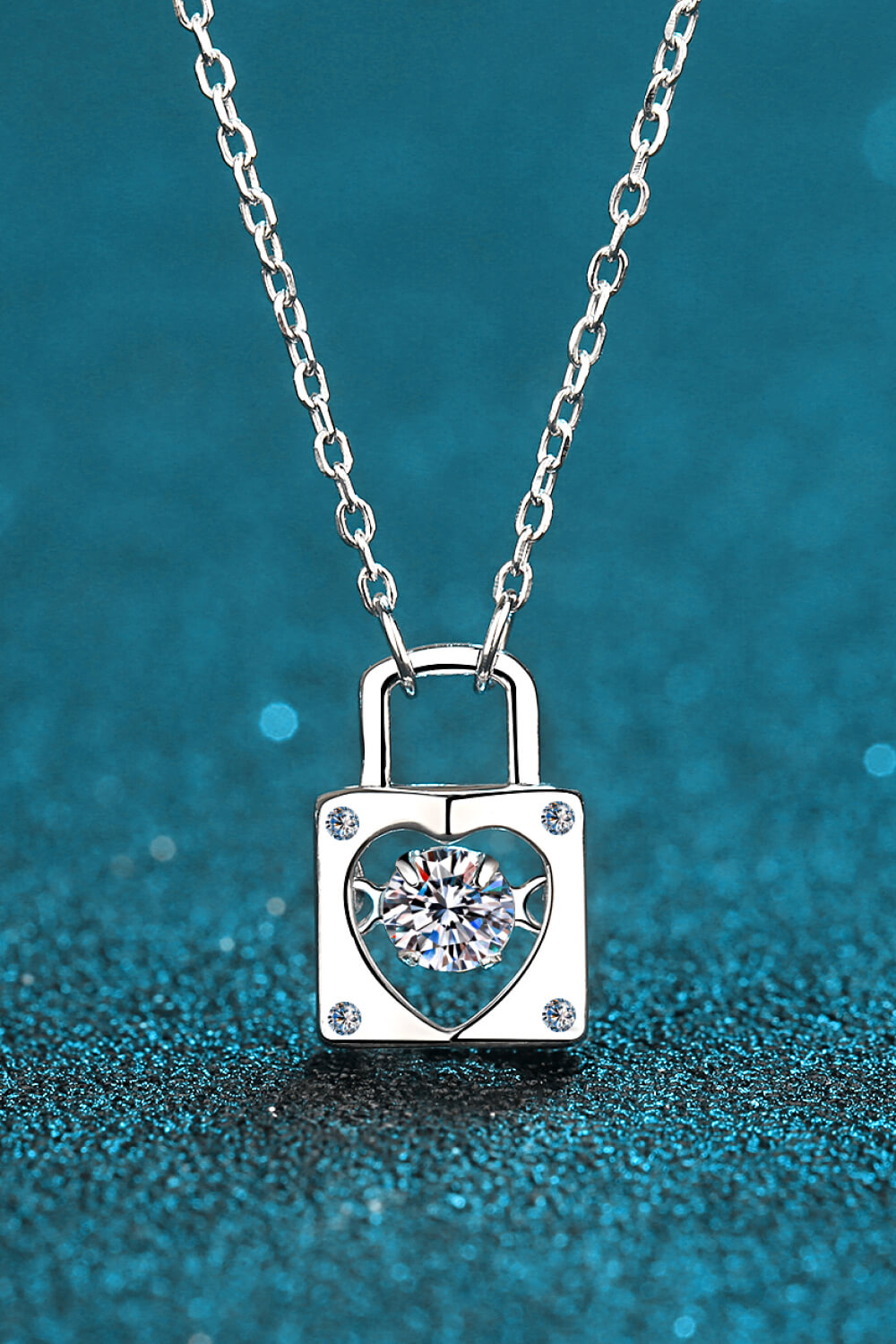 Adored Moissanite Lock Pendant Necklace – Modern & Minimalist | MerchLuxx - MerchLuxx