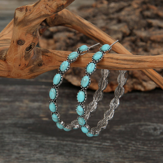 rtificial Turquoise C-Hoop Earrings – Bold & Bohemian | MerchLuxx - MerchLuxx