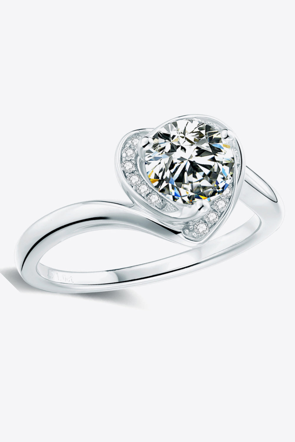 1 Carat Moissanite Heart Ring – Platinum-Plated Sterling Silver | MerchLuxx - MerchLuxx