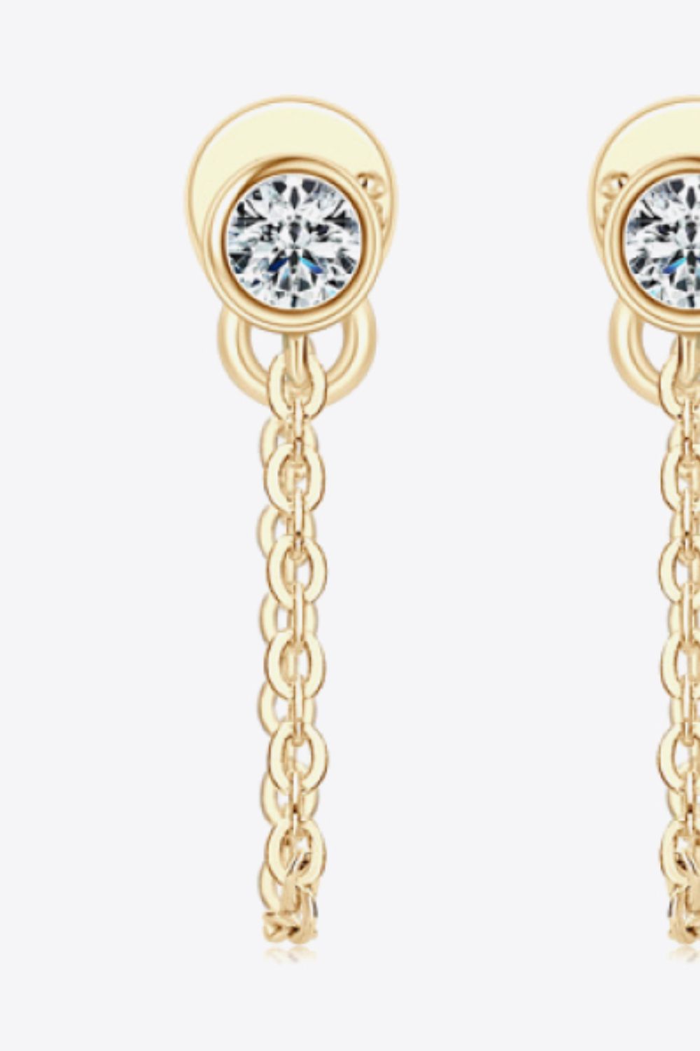 Inlaid Moissanite Chain Earrings | 18K Gold & Platinum-Plated | MerchLuxx - MerchLuxx