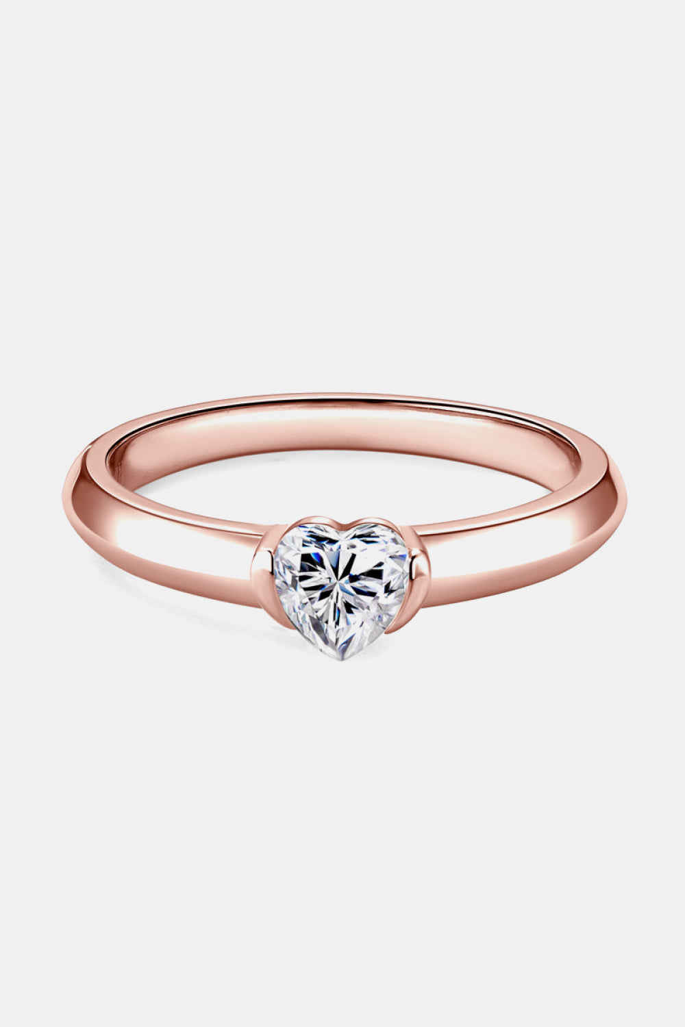 Moissanite 925 Sterling Silver Heart Solitaire Ring – Rose Gold-Plated | MerchLuxx - MerchLuxx