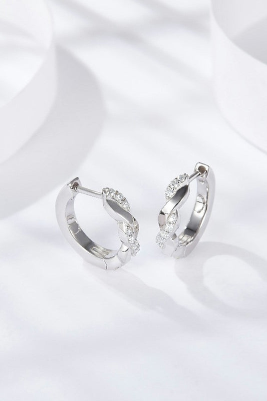 Moissanite Twisted Channel Set Platinum-Plated Earrings | MerchLuxx - MerchLuxx