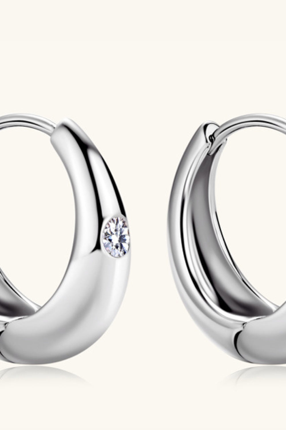 Moissanite Single Channel Set Sterling Silver Hoop Earrings | MerchLuxx - MerchLuxx