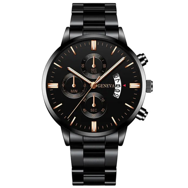 Geneva Men’s Luxury Stainless Steel Watch – Timeless Sophistication | MerchLuxx - MerchLuxx