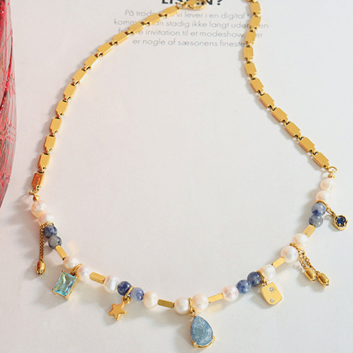 18K Gold-Plated Beaded Charm Necklace – Elegant & Versatile | MerchLuxx - MerchLuxx
