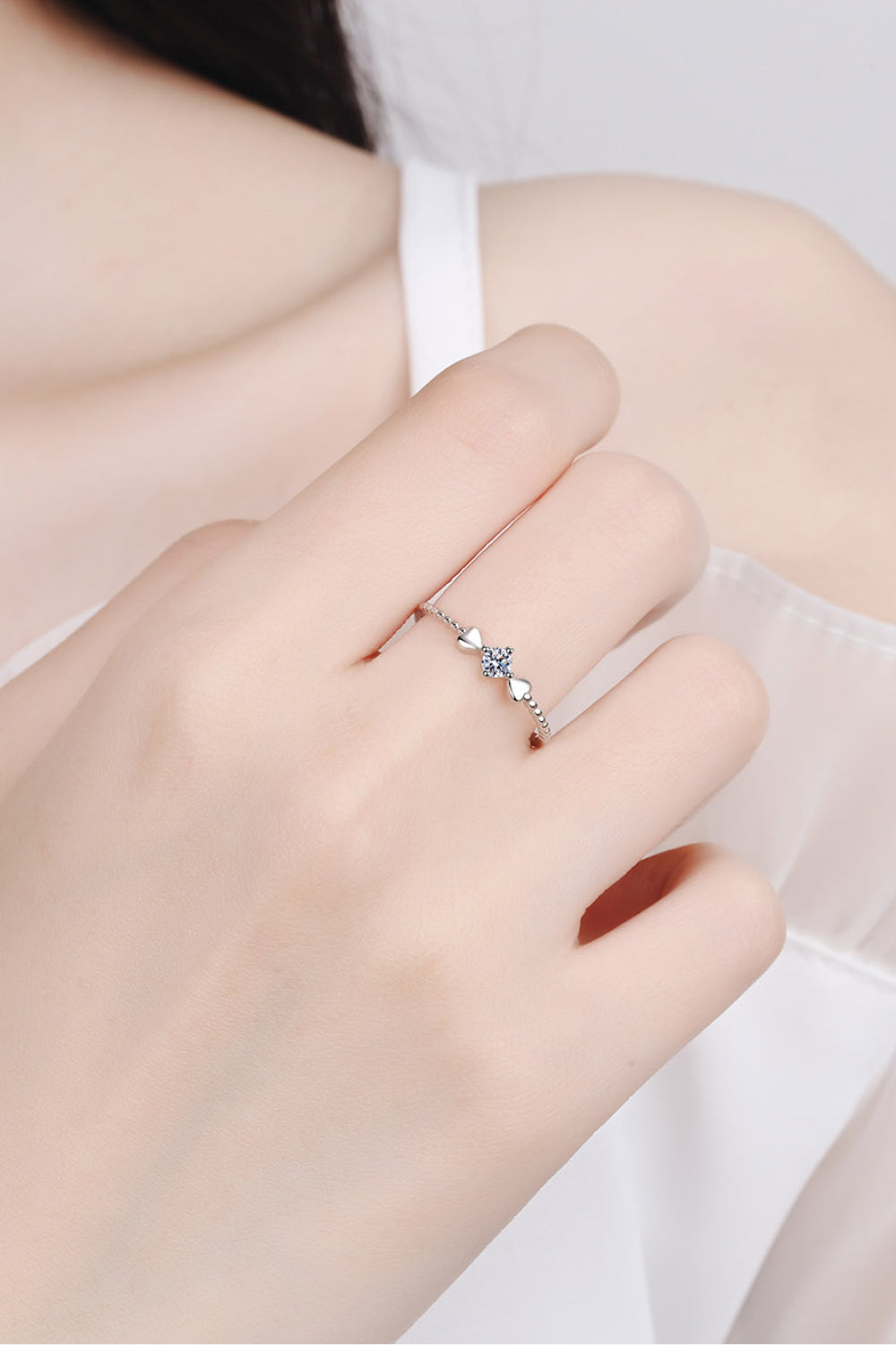 Adored Moissanite Heart 925 Sterling Silver Ring – Minimalist Elegance | MerchLuxx - MerchLuxx