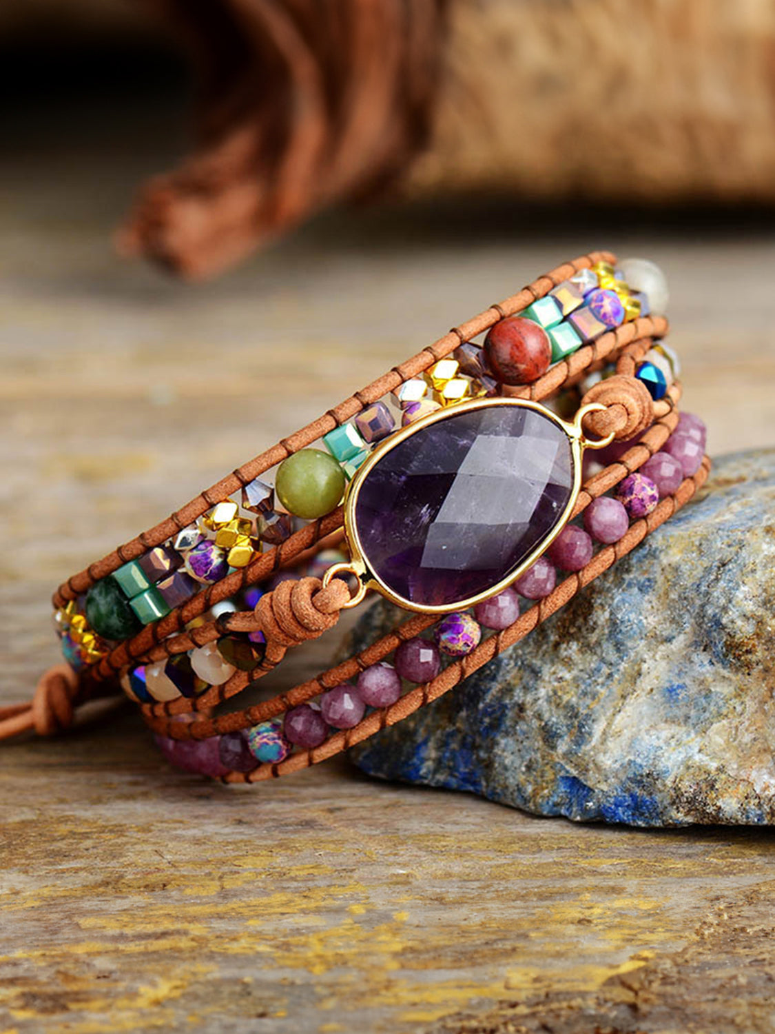Triple-Layer Amethyst Bracelet – Exotic & Vibrant | MerchLuxx - MerchLuxx