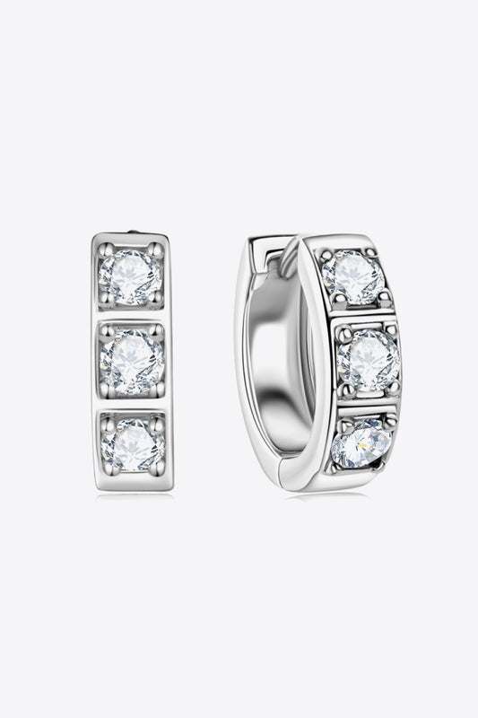 Inlaid Moissanite Huggie Earrings – Platinum-Plated Minimalist Design | MerchLuxx - MerchLuxx