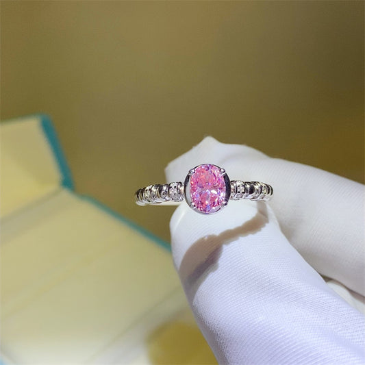 1 Carat Pink Inlaid Moissanite Ring – Elegant Sparkle | MerchLuxx - MerchLuxx