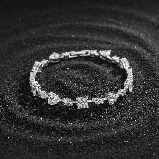 6.2 carat moissanite statement bracelet in platinum-plated sterling silver by MerchLuxx