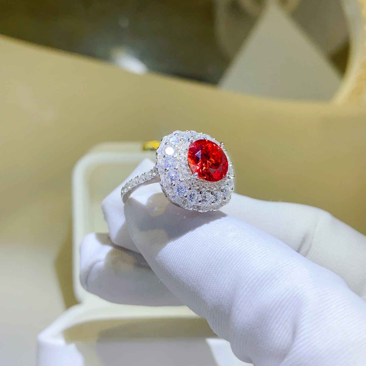 2 Carat Moissanite Ring with Inlaid Ruby – Elegant & Timeless | MerchLuxx - MerchLuxx
