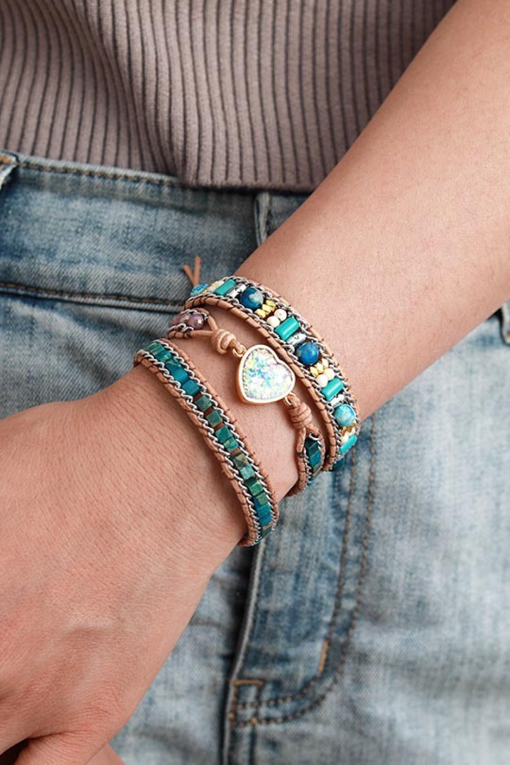 Heart Layered Bracelet – Opal, Imperial Jasper & Natural Stones | MerchLuxx - MerchLuxx
