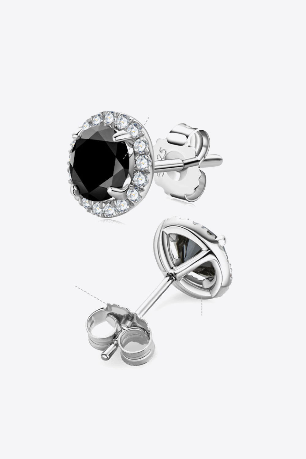 Two-Tone 4-Prong Moissanite Stud Earrings | Platinum & Sterling Silver | MerchLuxx - MerchLuxx