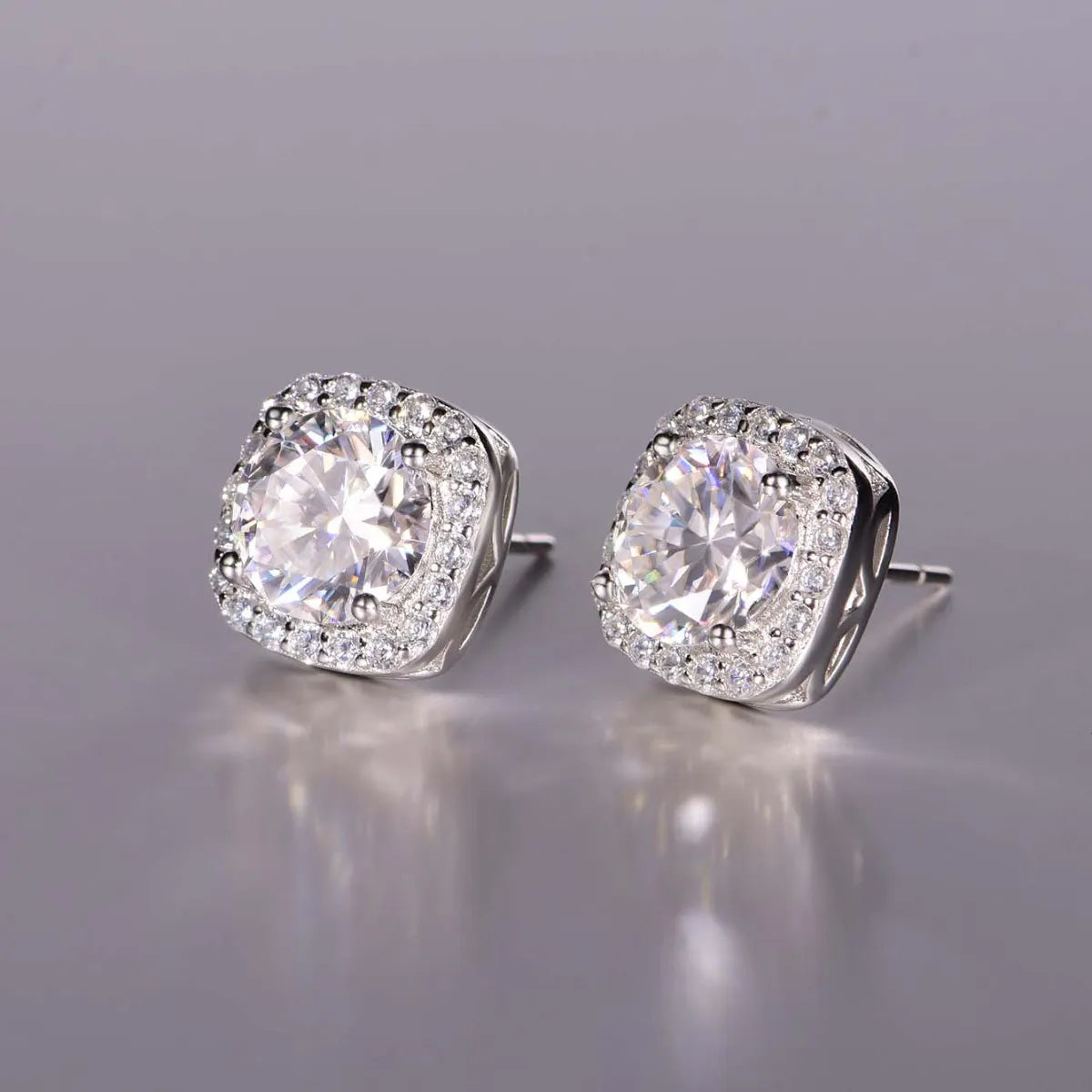 2.4 Carat Moissanite Stud Earrings | Platinum & Sterling Silver | MerchLuxx - MerchLuxx
