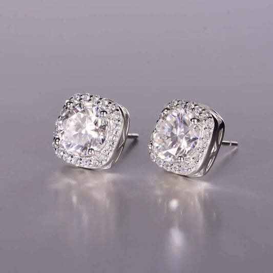 2.4 Carat Moissanite Stud Earrings | Platinum & Sterling Silver | MerchLuxx - MerchLuxx