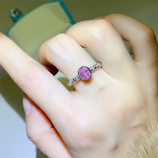 Rosavelle 1-carat pink moissanite ring in platinum-plated sterling silver by MerchLuxx