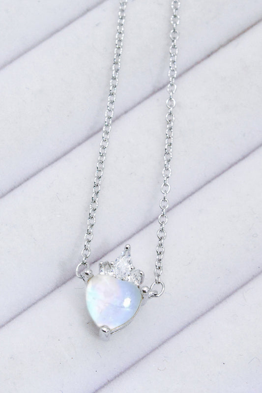 925 Sterling Silver Moonstone Heart Pendant Necklace | MerchLuxx - MerchLuxx