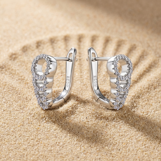 Aurielle™ 0.34 Carat Moissanite Pavé Outline Hoop Earrings – Platinum & Gold-Plated Sterling Silver | MerchLuxx