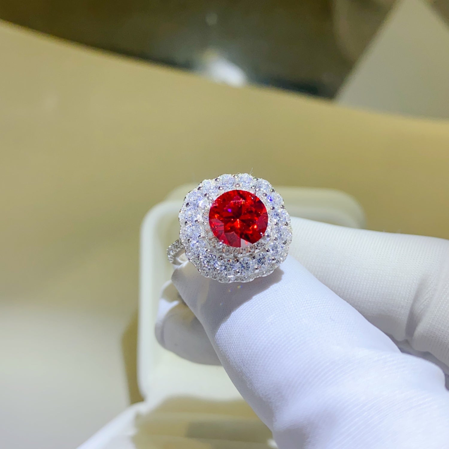 2 Carat Moissanite Ring with Inlaid Ruby – Elegant & Timeless | MerchLuxx - MerchLuxx