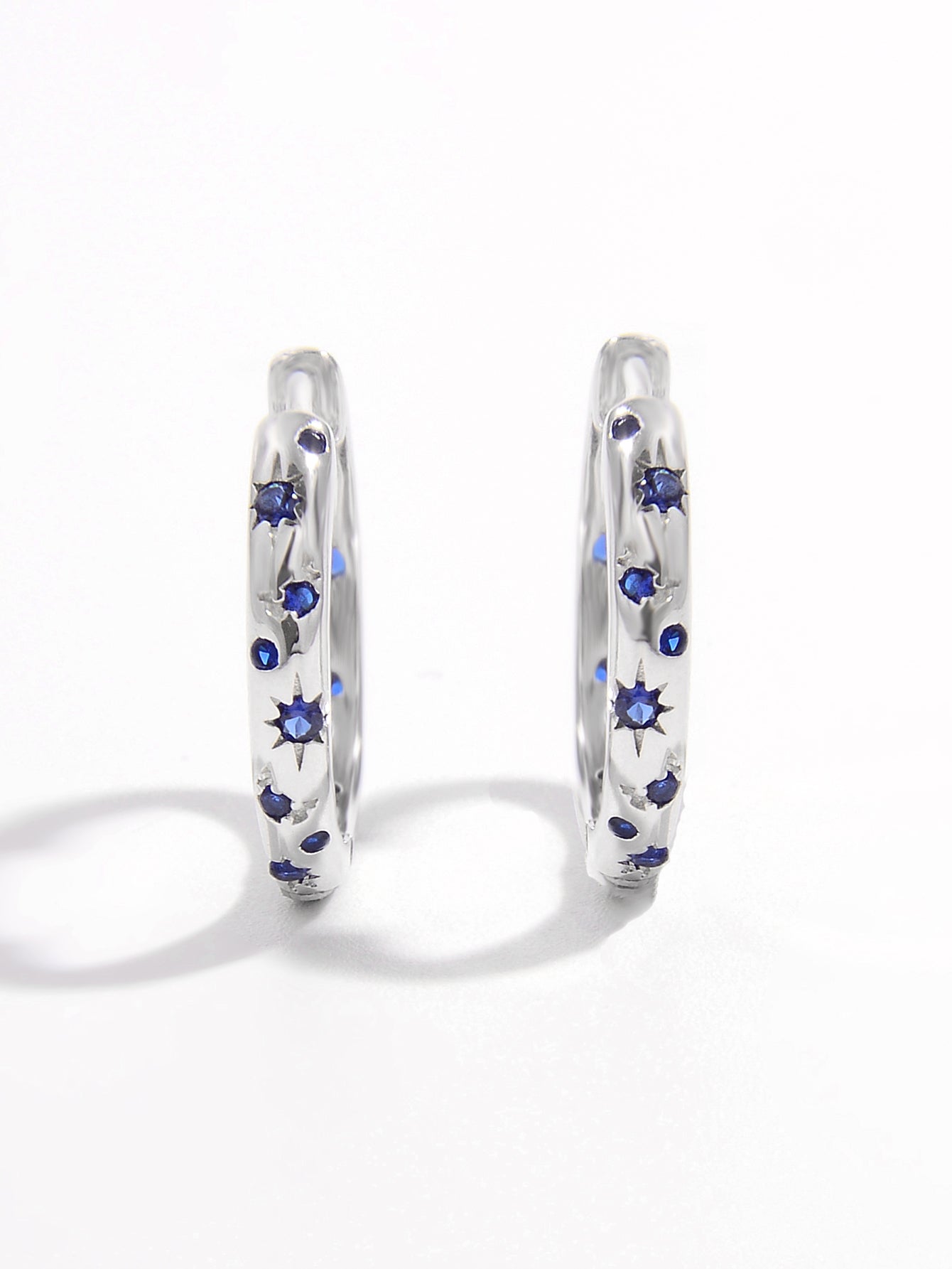 925 Sterling Silver Inlaid Zircon Huggie Earrings – Platinum-Plated | MerchLuxx - MerchLuxx