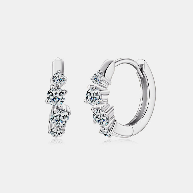 925 Sterling Silver Moissanite Huggie Earrings – Luxe Elegance | MerchLuxx - MerchLuxx