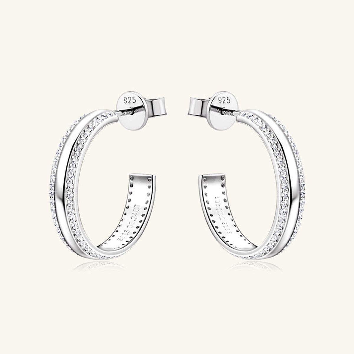25 Sterling Silver Inlaid Moissanite C-Hoop Earrings – 18K Gold-Plated | MerchLuxx - MerchLuxx