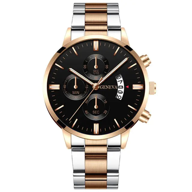 Geneva Men’s Luxury Stainless Steel Watch – Timeless Sophistication | MerchLuxx - MerchLuxx