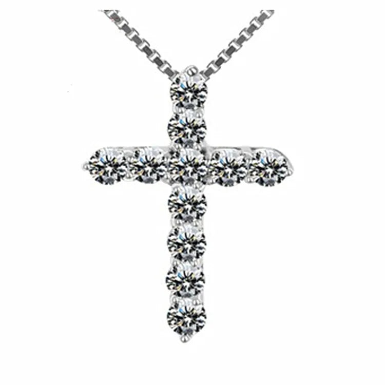 Crystal Cross Pendant Silver Chain Necklace – Timeless Elegance | MerchLuxx - MerchLuxx