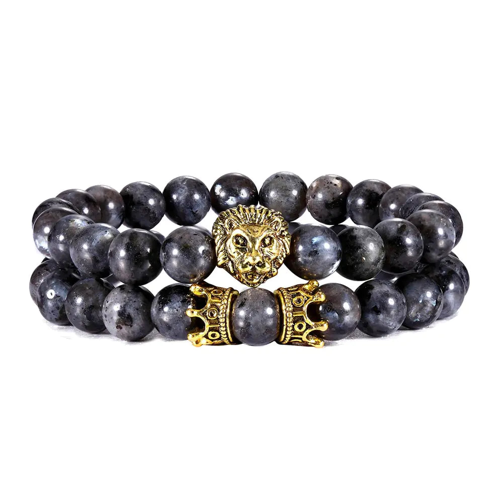 Lion Head & Crown Bracelet Set – Bold Power & Elegance | MerchLuxx - MerchLuxx