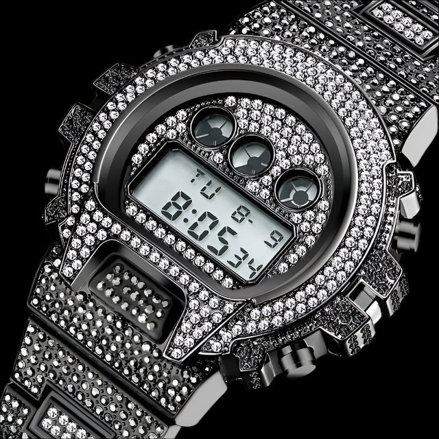 Digital Diamond Hip Hop Watch – Iced-Out Luxury & Urban Style | MerchLuxx - MerchLuxx