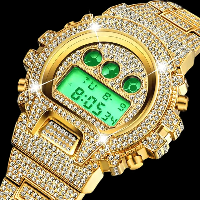 Digital Diamond Hip Hop Watch – Iced-Out Luxury & Urban Style | MerchLuxx - MerchLuxx