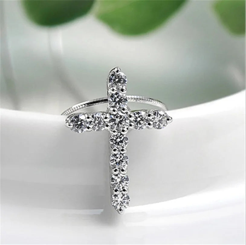Crystal Cross Pendant Silver Chain Necklace – Timeless Elegance | MerchLuxx - MerchLuxx