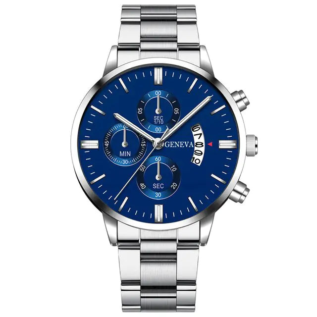 Geneva Men’s Luxury Stainless Steel Watch – Timeless Sophistication | MerchLuxx - MerchLuxx