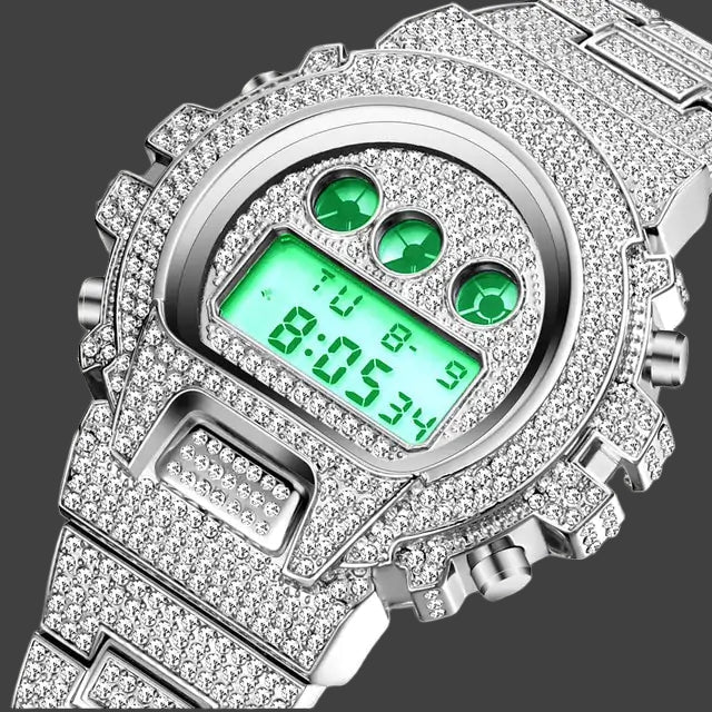 Digital Diamond Hip Hop Watch – Iced-Out Luxury & Urban Style | MerchLuxx - MerchLuxx