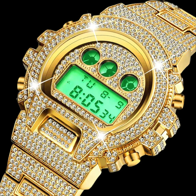 Digital Diamond Hip Hop Watch – Iced-Out Luxury & Urban Style | MerchLuxx - MerchLuxx