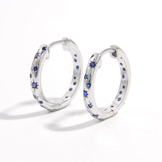 925 Sterling Silver Inlaid Zircon Huggie Earrings – Platinum-Plated | MerchLuxx - MerchLuxx