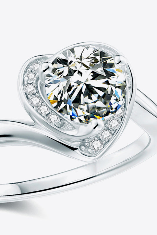 1 Carat Moissanite Heart Ring – Platinum-Plated Sterling Silver | MerchLuxx - MerchLuxx