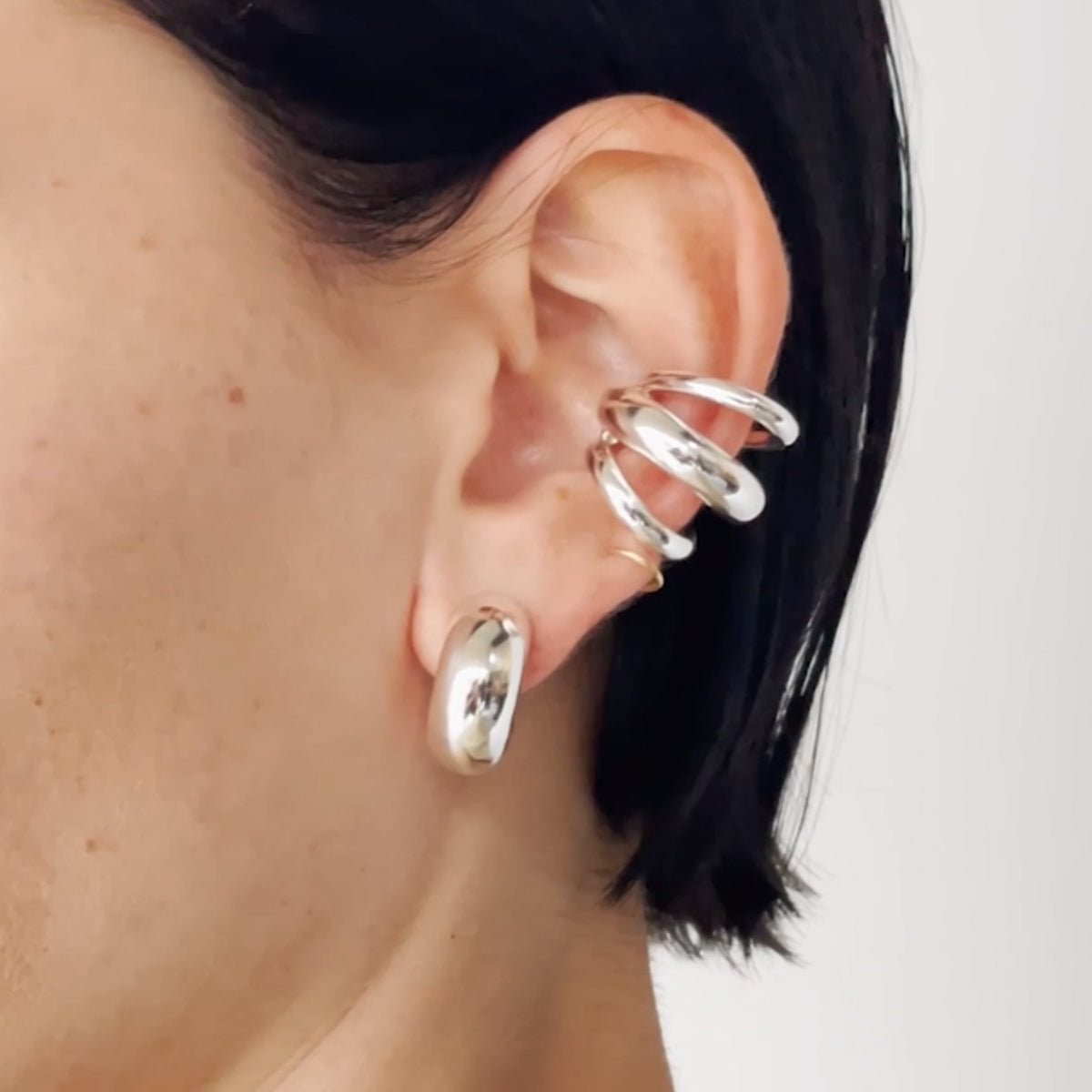 Stainless Steel Layered Cuff Earrings – Sleek & Modern | MerchLuxx - MerchLuxx