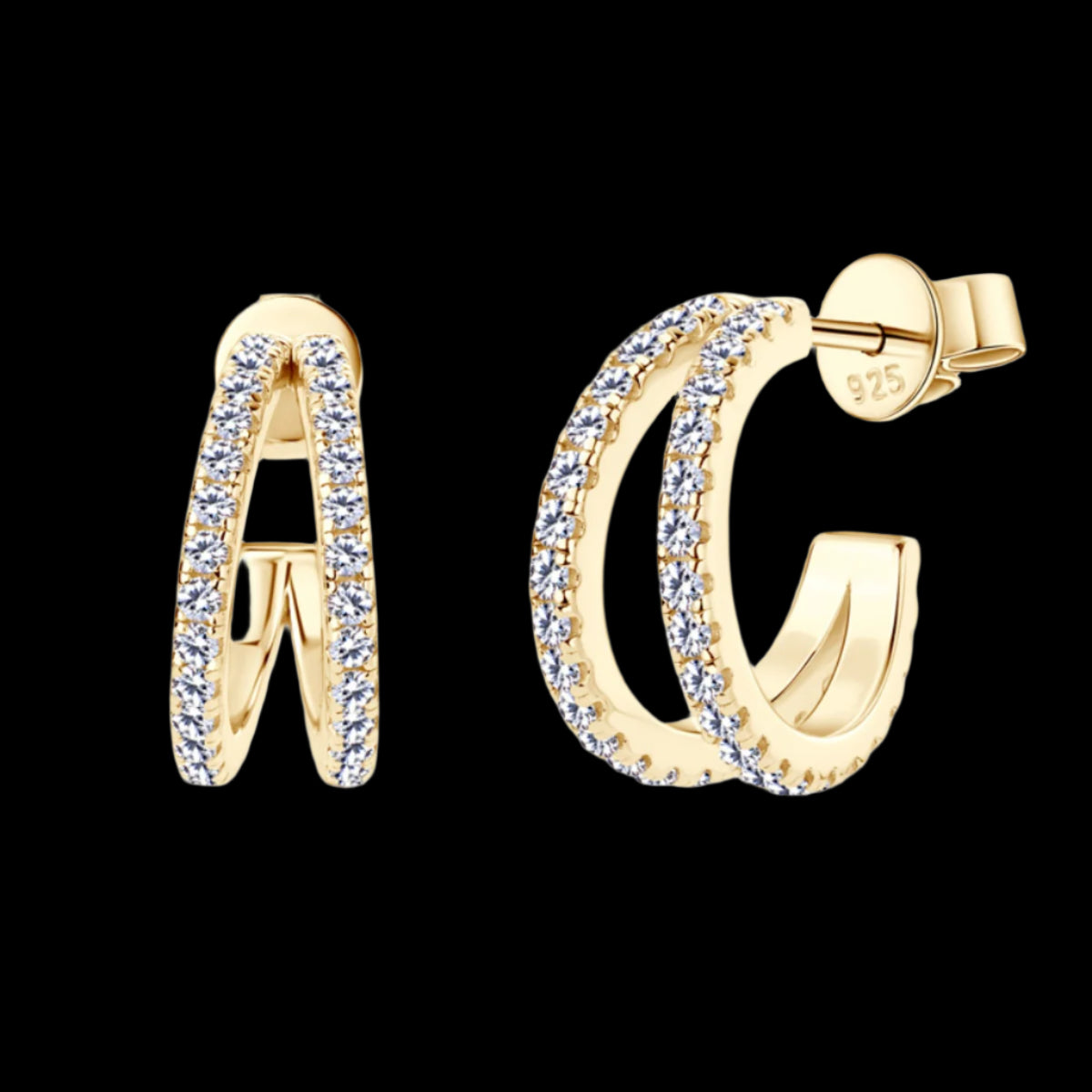 Moissanite C-Hoop Earrings – Elegant 18K Gold & Sterling Silver | MerchLuxx - MerchLuxx