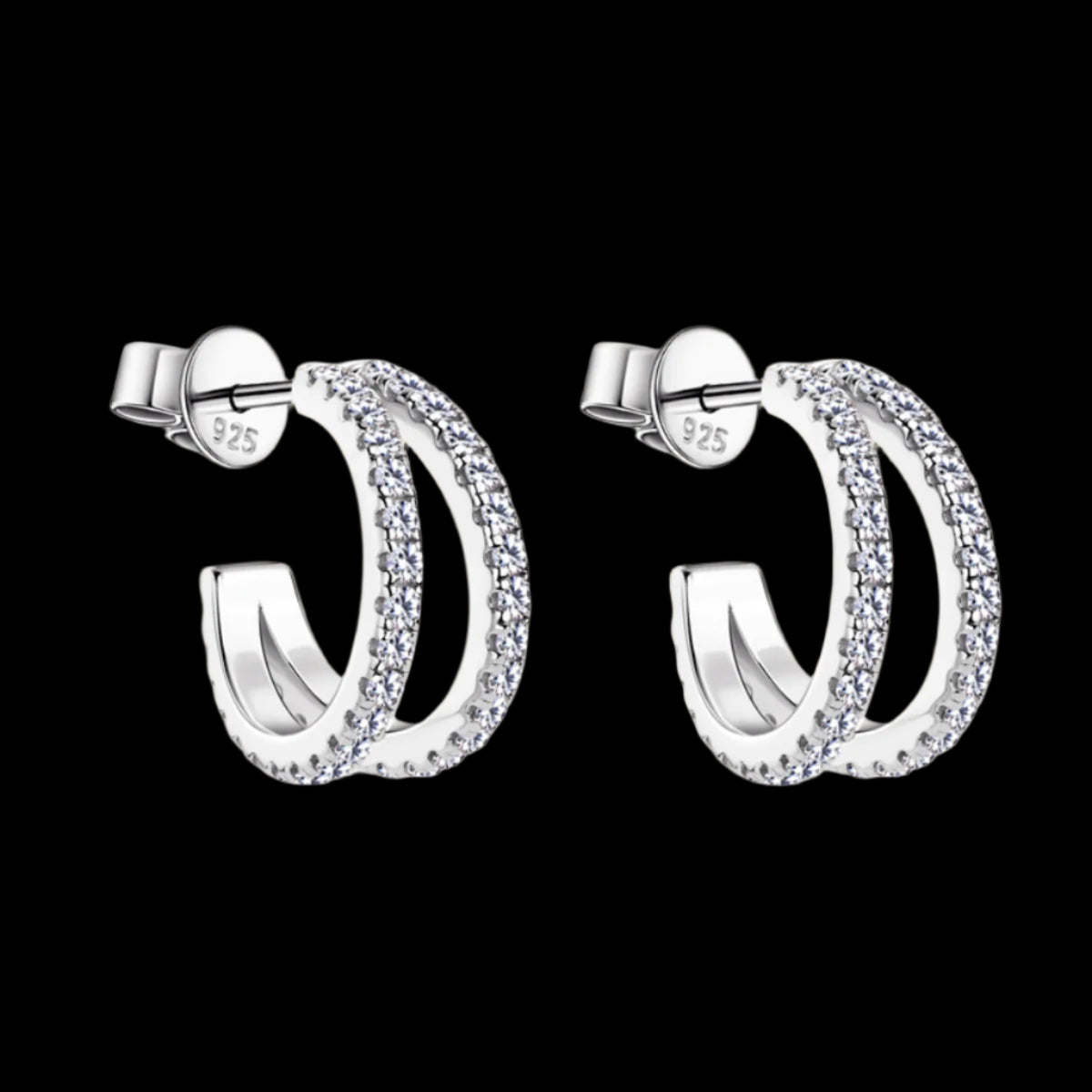 Moissanite C-Hoop Earrings – Elegant 18K Gold & Sterling Silver | MerchLuxx - MerchLuxx