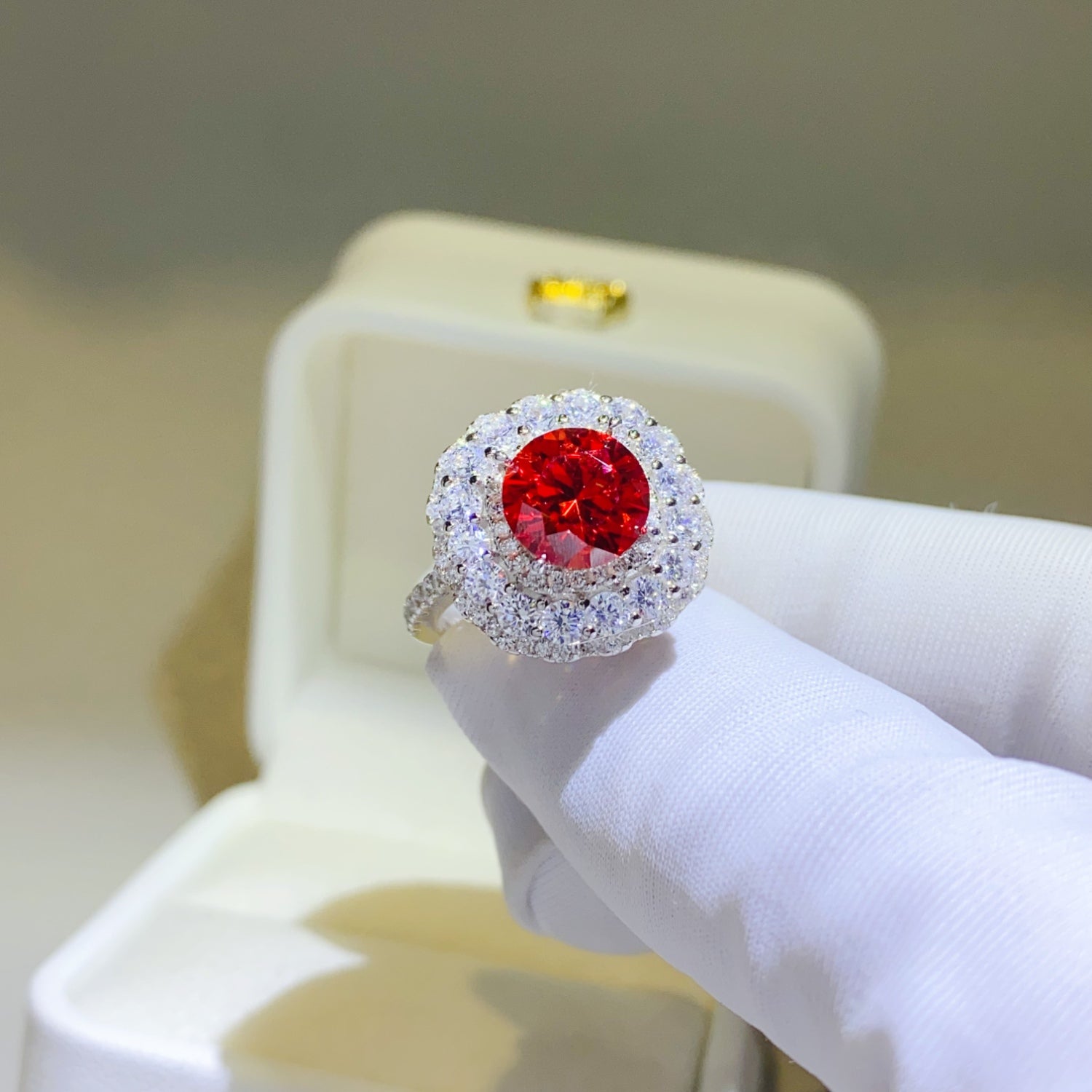 2 Carat Moissanite Ring with Inlaid Ruby – Elegant & Timeless | MerchLuxx - MerchLuxx