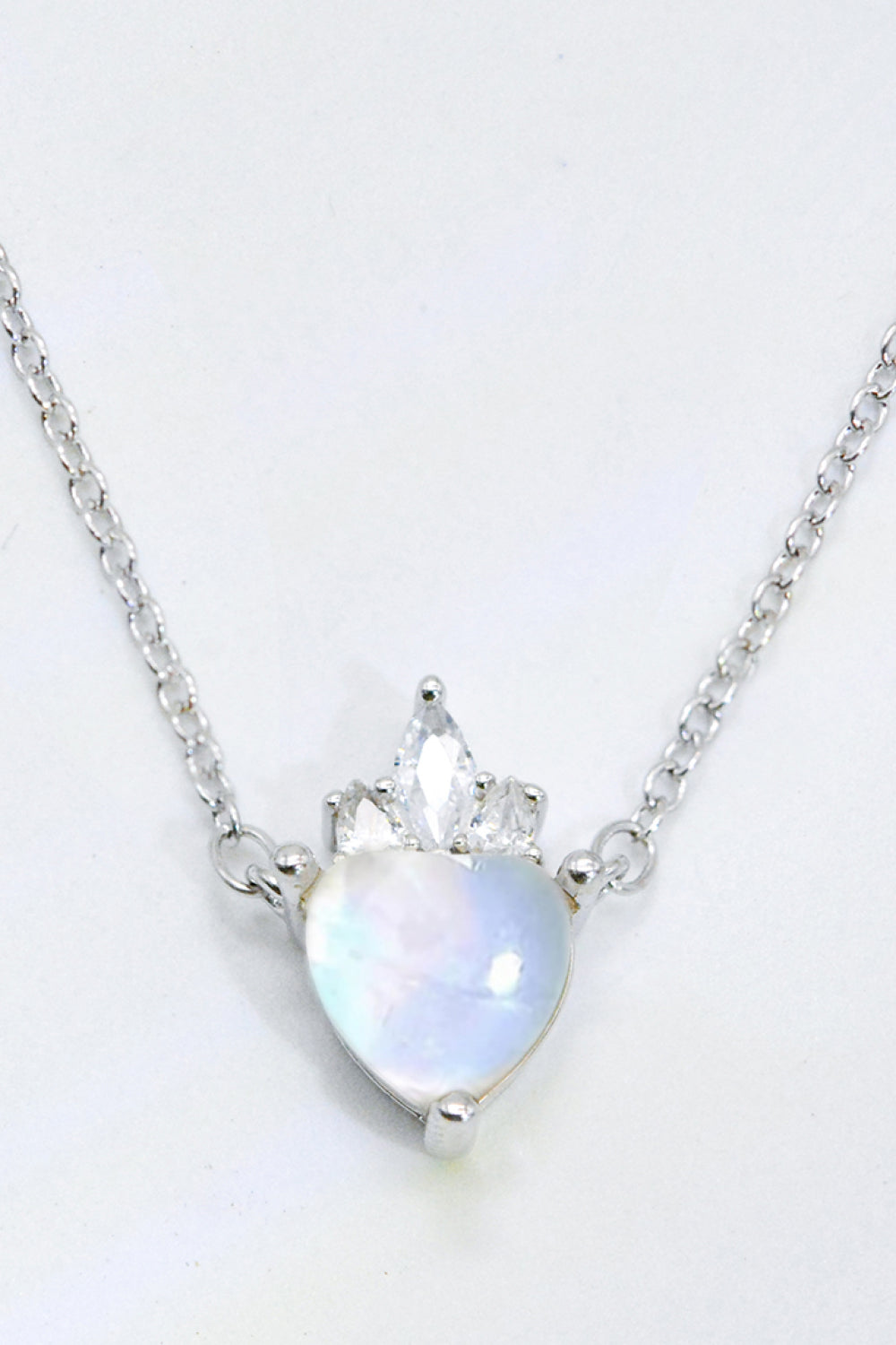 925 Sterling Silver Moonstone Heart Pendant Necklace | MerchLuxx - MerchLuxx