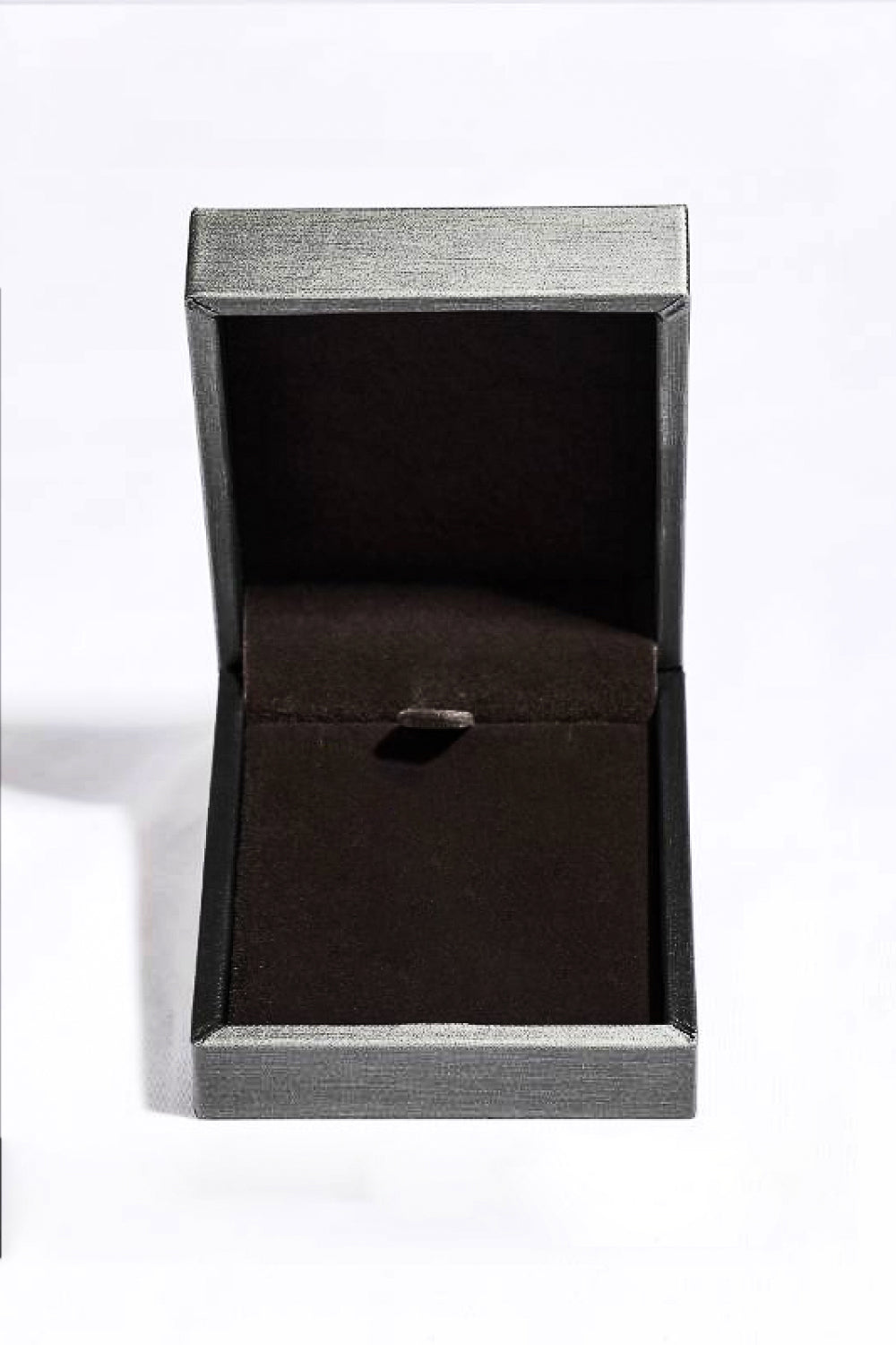 Jewelry box for the 1 carat dancing moissanite circle necklace in platinum plated sterling silver