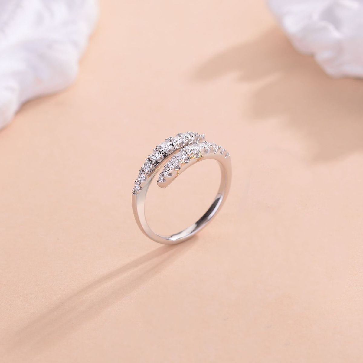 925 Sterling Silver Moissanite Bypass Ring – Subtle Elegance | MerchLuxx - MerchLuxx